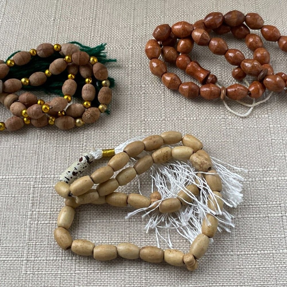 Tasbeeh Lot of 3 Prayer Beads Muslim Tasbeh Real Wood Handmade Beads